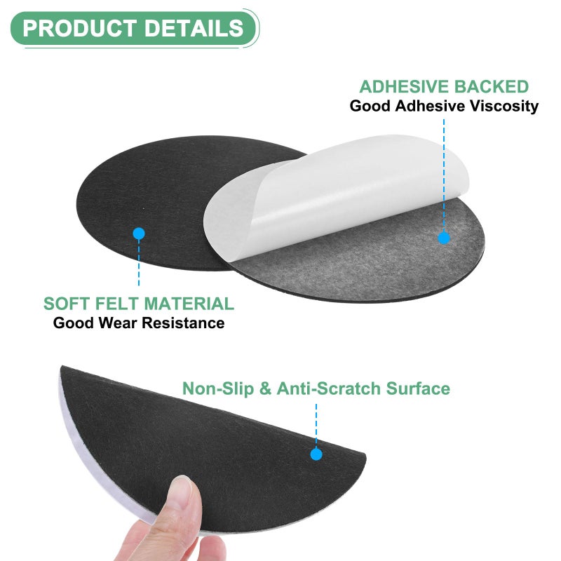 M METERXITY 30-Pack Lamp Base Felt, 5.5 Inch Dia. 2mm Thick Self Adhesive Round Fabric Felt Pads for Lamp/Furniture/DIY, Non-Slip Fiber Backed Patch Circles with Adhesive Backing [Black] - Image 2